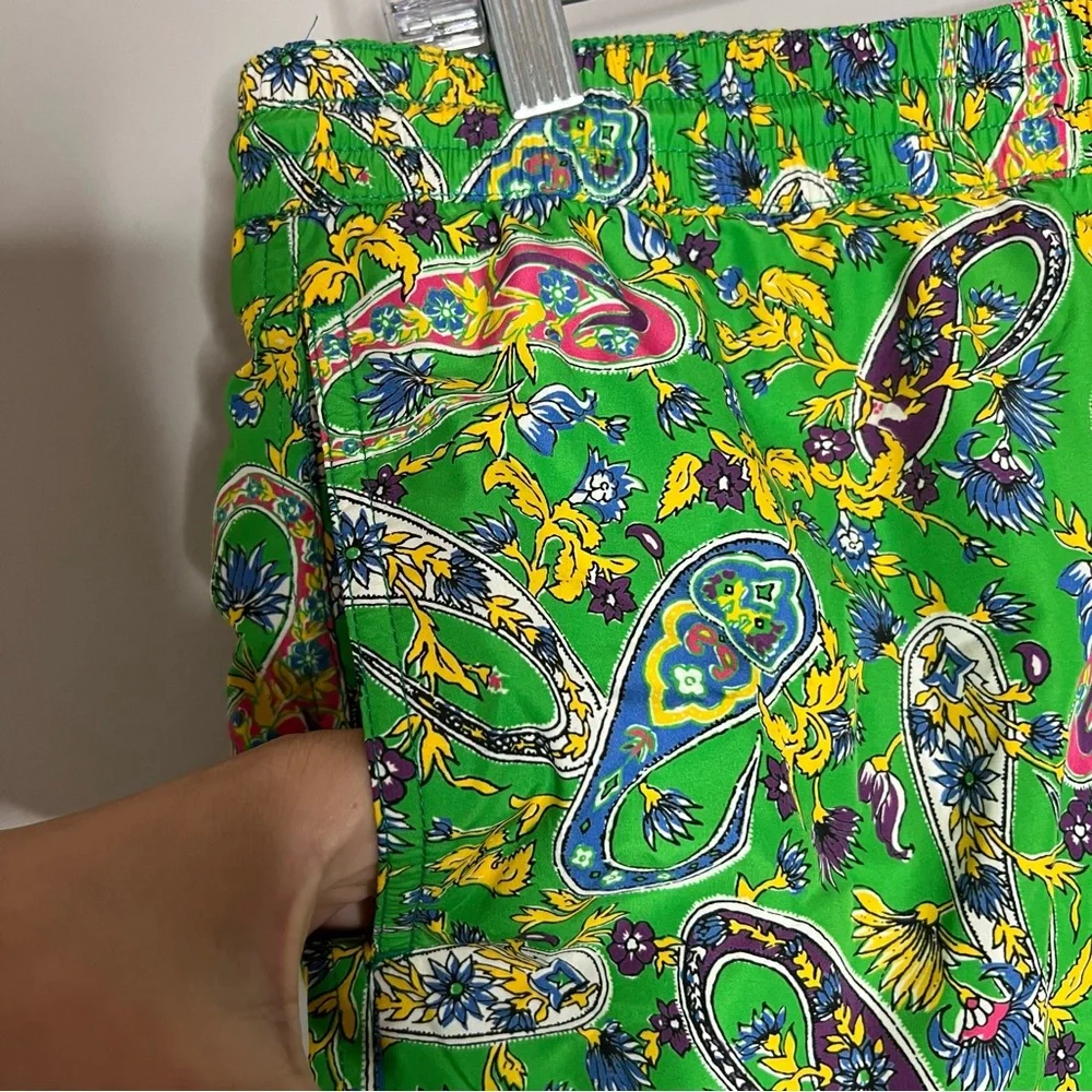 Ralph Lauren Purple Label Amalfi Paisley Print Swim Shorts In Green Men's Large